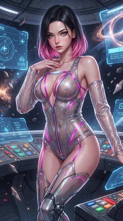 score_9, masterpiece, best quality, ultra-detailed, high-budget anime keyframe, editorial fashion photography, tasteful artistic composition, Korean woman. close-up cowboy shot from the waist and thighs up, the character dominates the composition, fi