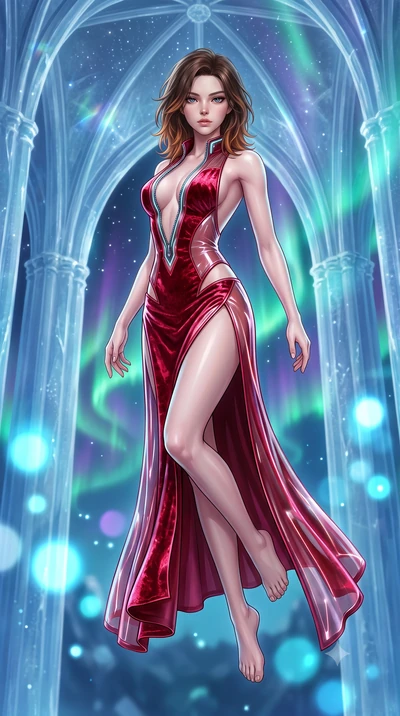 score_9, masterpiece, best quality, ultra-detailed, high-budget anime keyframe, semi-realistic 3D game render, editorial fashion photography, tasteful artistic composition, Korean woman. low angle full-body shot from head to toe showing her feet, fil