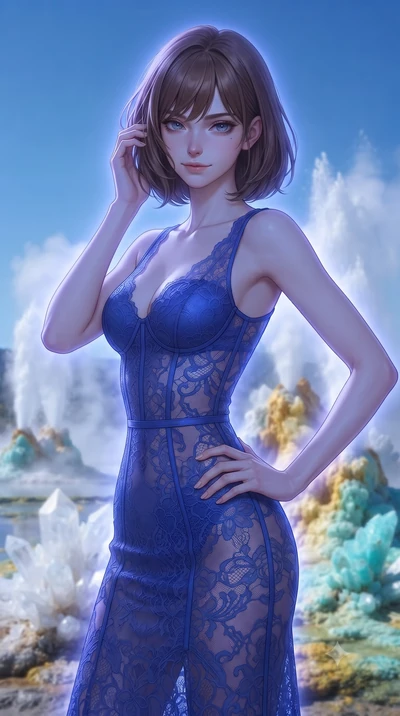 score_9, masterpiece, best quality, ultra-detailed, high-budget anime keyframe, editorial fashion photography, tasteful artistic composition, Caucasian woman, strictly human ears. close-up cowboy shot from the waist and thighs up, the character domin