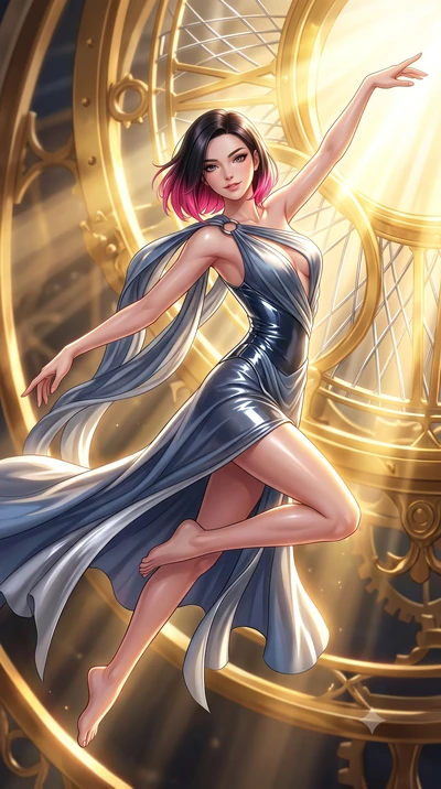 score_9, masterpiece, best quality, ultra-detailed, high-budget anime keyframe, editorial fashion photography, tasteful artistic composition, Korean woman. close-up cowboy shot from the waist and thighs up, the character dominates the composition, fi