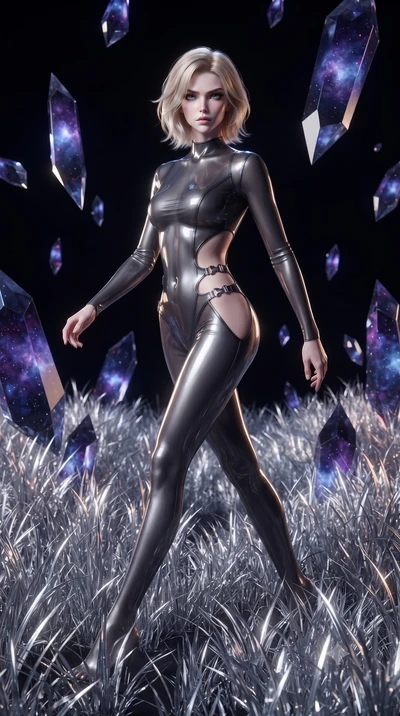 score_9, masterpiece, best quality, ultra-detailed, High-budget Anime Keyframe, editorial fashion photography, tasteful artistic composition, realistic cosplay photography, Caucasian woman, strictly human ears. Dynamic full-body shot stretching the v