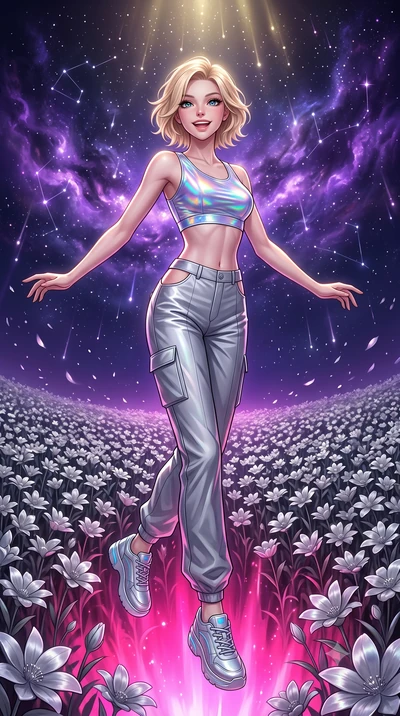 score_9, masterpiece, best quality, ultra-detailed, high-budget anime keyframe, editorial fashion photography, tasteful artistic composition, Caucasian woman, strictly human ears. low angle full-body shot from head to toe showing her feet, filling th