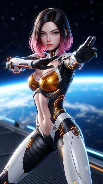 score_9, masterpiece, best quality, ultra-detailed, high-budget anime keyframe, semi-realistic 3D game render, editorial fashion photography, tasteful artistic composition, Korean woman. close-up cowboy shot from the waist and thighs up, the characte