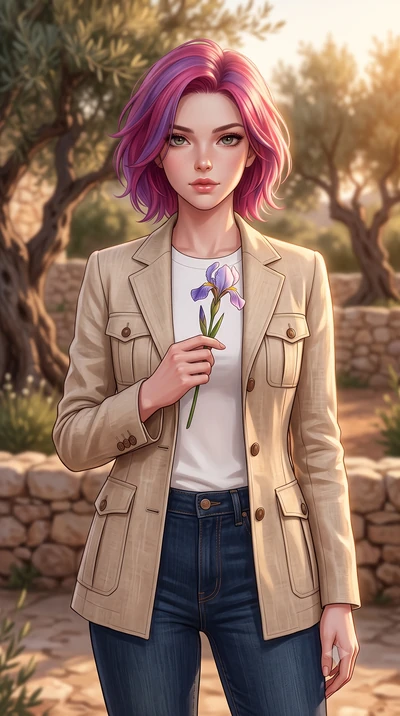 score_9, masterpiece, best quality, ultra-detailed, high-budget anime keyframe, editorial fashion photography, tasteful artistic composition, Caucasian woman woman. close-up cowboy shot from the waist and thighs up, the character dominates the compos