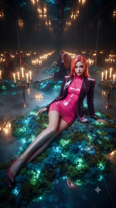 score_9, masterpiece, best quality, ultra-detailed, High-budget Anime Keyframe, editorial fashion photography, tasteful artistic composition, realistic cosplay photography, East Asian woman. Dynamic full-body shot stretching the vertical silhouette t