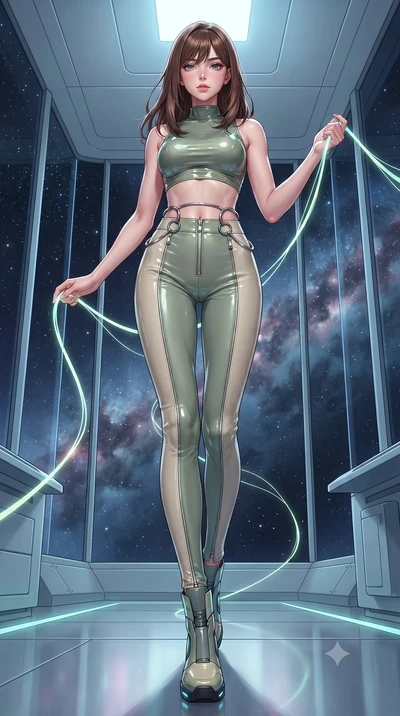 score_9, masterpiece, best quality, ultra-detailed, high-budget anime keyframe, editorial fashion photography, tasteful artistic composition, Korean woman. low angle full-body shot from head to toe showing her feet, filling the entire 9:16 vertical f