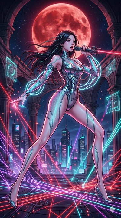 score_9, masterpiece, best quality, ultra-detailed, high-budget anime movie keyframe, cinematic anime lighting, intricate line art, Caucasian (strictly human ears) woman. Dynamic full-body shot stretching the vertical silhouette across the 9:16 frame