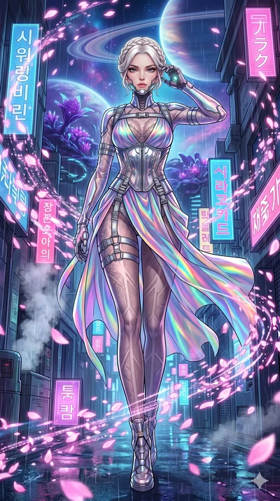 score_9, masterpiece, best quality, ultra-detailed, High-budget Anime Keyframe, vibrant colors, fluid line-art, expressive lighting, cinematic composition, Ufotable-style visual effects, top-tier animation quality, Korean woman with idol-like refined
