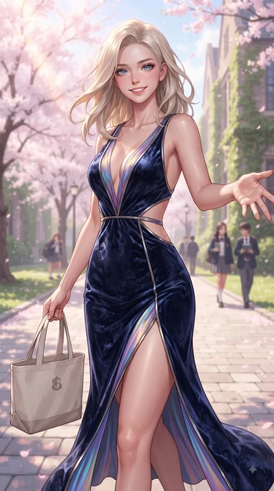 score_9, masterpiece, best quality, ultra-detailed, high-budget anime keyframe, editorial fashion photography, tasteful artistic composition, Caucasian woman. close-up cowboy shot from the waist and thighs up, the character dominates the composition,
