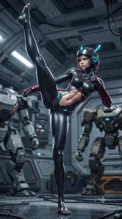 score_9, masterpiece, best quality, ultra-detailed, high-budget anime keyframe, editorial fashion photography, tasteful artistic composition, Korean woman. low angle full-body shot from head to toe showing her feet, filling the entire 9:16 vertical f