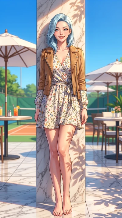 score_9, masterpiece, best quality, ultra-detailed, high-budget anime keyframe, vibrant anime aesthetic, Korean woman. low angle full-body shot from head to toe showing her feet, filling the entire 9:16 vertical frame with her statuesque presence, st
