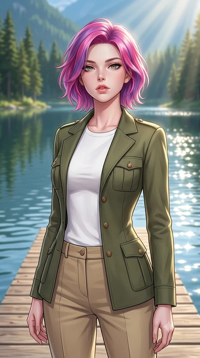 score_9, masterpiece, best quality, ultra-detailed, high-budget anime keyframe, editorial fashion photography, tasteful artistic composition, Caucasian woman woman. close-up cowboy shot from the waist and thighs up, the character dominates the compos