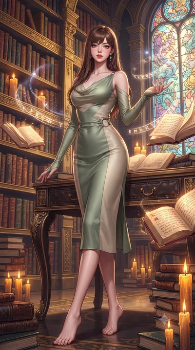 score_9, masterpiece, best quality, ultra-detailed, high-budget anime keyframe, editorial fashion photography, tasteful artistic composition, Korean woman. low angle full-body shot from head to toe showing her feet, filling the entire 9:16 vertical f