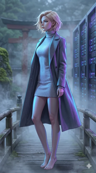 score_9, masterpiece, best quality, ultra-detailed, high-budget anime keyframe, editorial fashion photography, tasteful artistic composition, Caucasian woman, strictly human ears. cowboy shot from the thighs up, character and outfit filling the frame