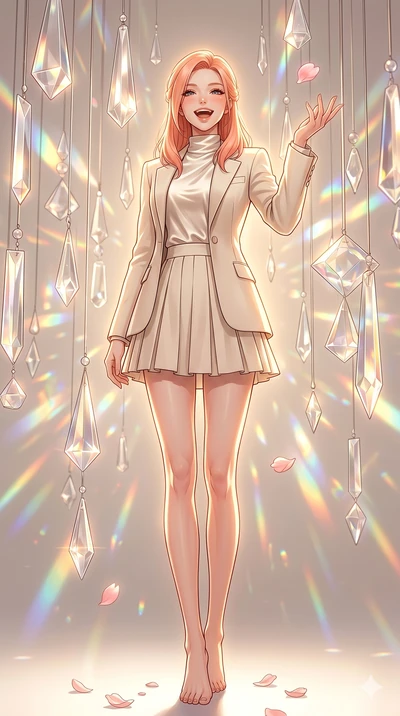 score_9, masterpiece, best quality, ultra-detailed, high-budget anime keyframe, vibrant anime aesthetic, Japanese woman. low angle full-body shot from head to toe showing her feet, filling the entire 9:16 vertical frame with her statuesque presence, 
