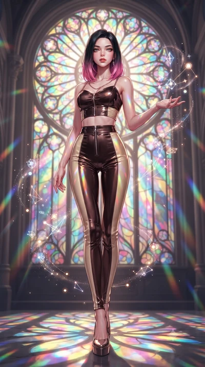 score_9, masterpiece, best quality, ultra-detailed, high-budget anime keyframe, editorial fashion photography, tasteful artistic composition, Korean woman. low angle full-body shot from head to toe showing her feet, filling the entire 9:16 vertical f