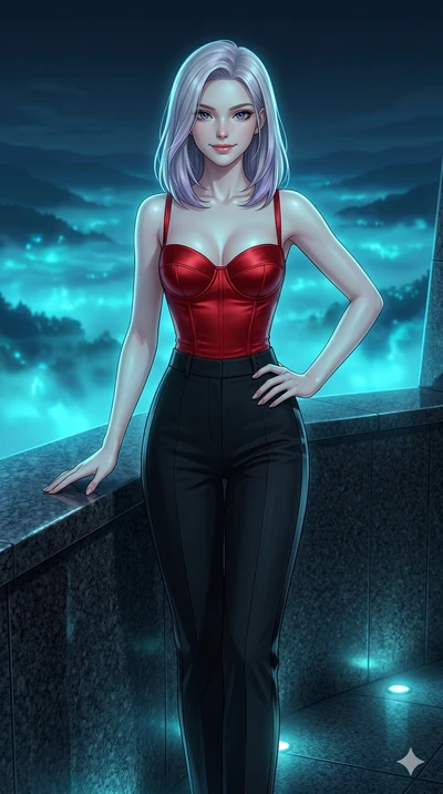 score_9, masterpiece, best quality, ultra-detailed, high-budget anime keyframe, editorial fashion photography, tasteful artistic composition, Caucasian woman, strictly human ears. cowboy shot from the thighs up, character and outfit filling the frame