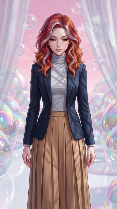 score_9, masterpiece, best quality, ultra-detailed, high-budget anime keyframe, editorial fashion photography, tasteful artistic composition, Caucasian woman, strictly human ears. close-up cowboy shot from the waist and thighs up, the character domin