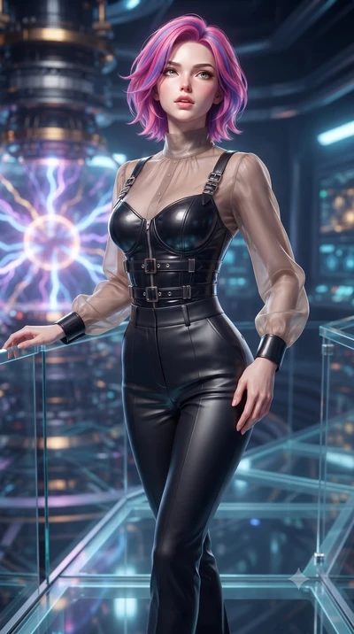score_9, masterpiece, best quality, ultra-detailed, high-budget anime keyframe, editorial fashion photography, tasteful artistic composition, Caucasian woman. close-up cowboy shot from the waist and thighs up, the character dominates the composition,