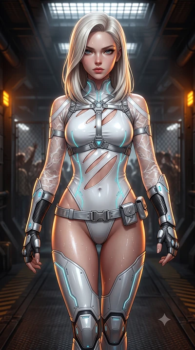 score_9, masterpiece, best quality, ultra-detailed, high-budget anime keyframe, semi-realistic 3D game render, editorial fashion photography, tasteful artistic composition, Caucasian woman. close-up cowboy shot from the waist and thighs up, the chara
