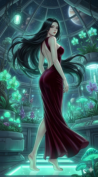 score_9, masterpiece, best quality, ultra-detailed, high-budget anime keyframe, editorial fashion photography, tasteful artistic composition, Korean woman. low angle full-body shot from head to toe showing her feet, filling the entire 9:16 vertical f