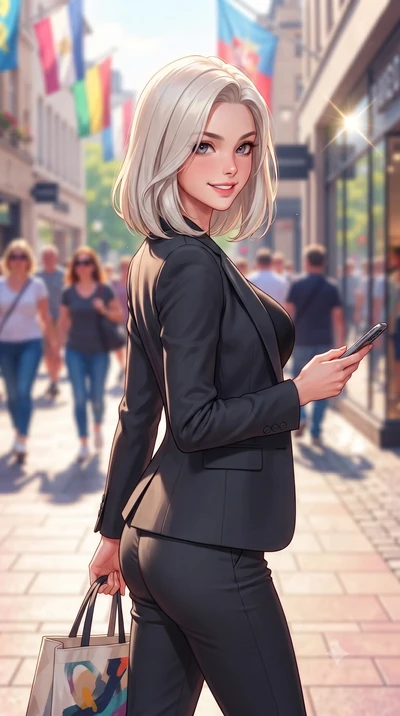 score_9, masterpiece, best quality, ultra-detailed, high-budget anime keyframe, editorial fashion photography, tasteful artistic composition, Caucasian woman. close-up cowboy shot from the waist and thighs up, the character dominates the composition,