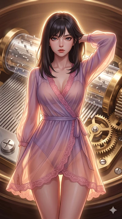 score_9, masterpiece, best quality, ultra-detailed, high-budget anime keyframe, editorial fashion photography, tasteful artistic composition, Korean woman. close-up cowboy shot from the waist and thighs up, the character dominates the composition, fi