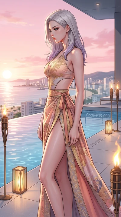 score_9, masterpiece, best quality, ultra-detailed, high-budget anime keyframe, editorial fashion photography, tasteful artistic composition, Caucasian woman, strictly human ears. cowboy shot from the thighs up, character and outfit filling the frame