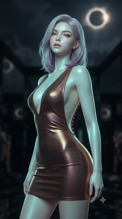 score_9, masterpiece, best quality, ultra-detailed, high-budget anime keyframe, editorial fashion photography, tasteful artistic composition, Caucasian woman, strictly human ears. close-up cowboy shot from the waist and thighs up, the character domin