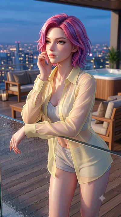 score_9, masterpiece, best quality, ultra-detailed, high-budget anime keyframe, editorial fashion photography, tasteful artistic composition, Caucasian woman woman. close-up cowboy shot from the waist and thighs up, the character dominates the compos