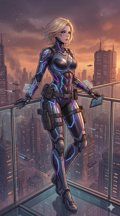 score_9, masterpiece, best quality, ultra-detailed, high-budget anime movie keyframe, cinematic anime lighting, intricate line art, Caucasian (strictly human ears) woman. Dynamic full-body shot stretching the vertical silhouette with extreme perspect