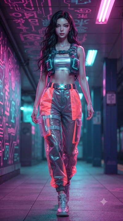 score_9, masterpiece, best quality, ultra-detailed, high-budget anime keyframe, editorial fashion photography, tasteful artistic composition, Korean woman. low angle full-body shot from head to toe showing her feet, filling the entire 9:16 vertical f