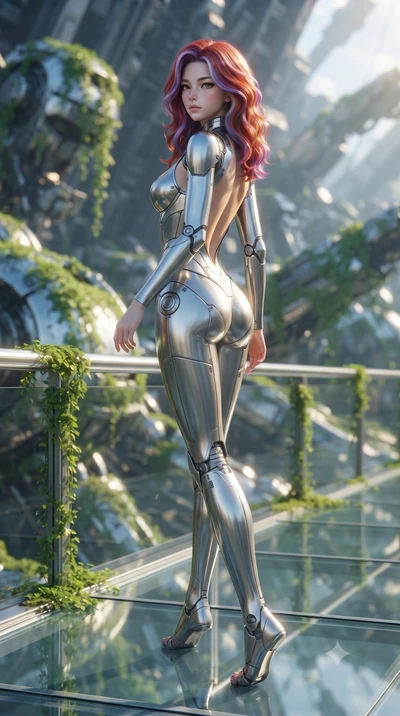 score_9, masterpiece, best quality, ultra-detailed, high-budget anime keyframe, editorial fashion photography, tasteful artistic composition, Caucasian woman. low angle full-body shot from head to toe showing her feet, filling the entire 9:16 vertica