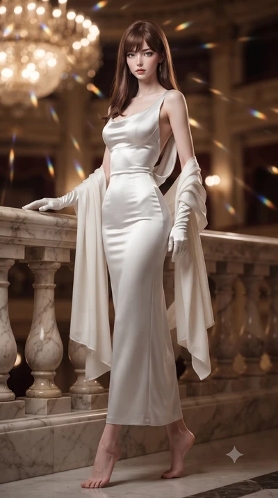 score_9, masterpiece, best quality, ultra-detailed, high-budget anime keyframe, editorial fashion photography, tasteful artistic composition, Korean woman. low angle full-body shot from head to toe showing her feet, filling the entire 9:16 vertical f