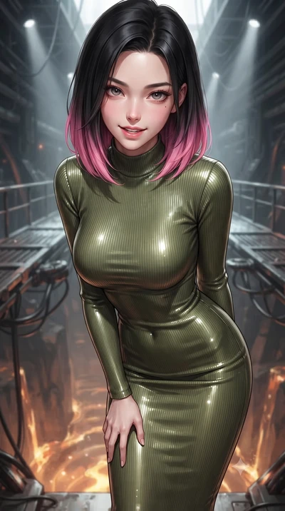 score_9, masterpiece, best quality, ultra-detailed, high-budget anime keyframe, editorial fashion photography, tasteful artistic composition, Korean woman. close-up cowboy shot from the waist and thighs up, the character dominates the composition, fi