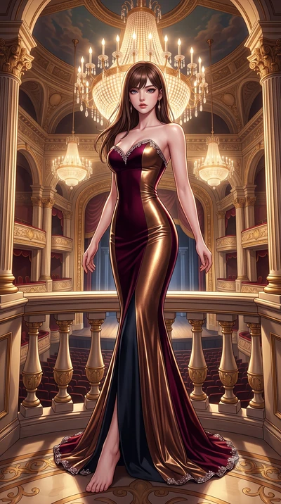 score_9, masterpiece, best quality, ultra-detailed, high-budget anime keyframe, semi-realistic 3D game render, editorial fashion photography, tasteful artistic composition, Korean woman. low angle full-body shot from head to toe showing her feet, fil