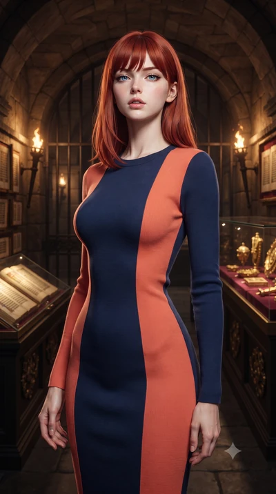 score_9, masterpiece, best quality, ultra-detailed, high-budget anime keyframe, editorial fashion photography, tasteful artistic composition, Caucasian woman, strictly human ears. close-up cowboy shot from the waist and thighs up, the character domin