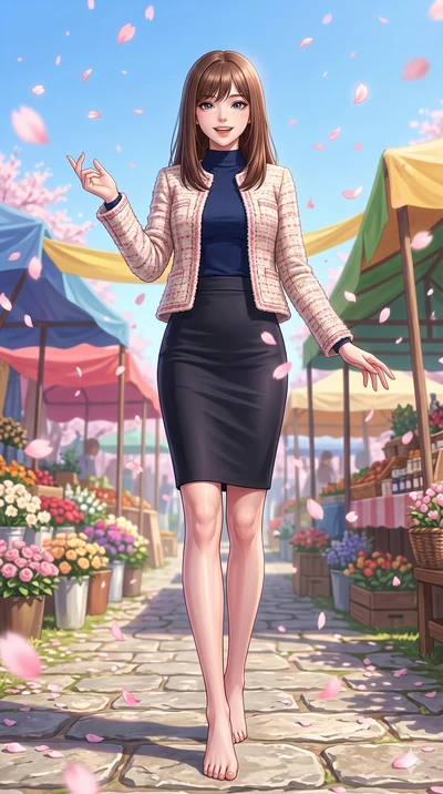 score_9, masterpiece, best quality, ultra-detailed, high-budget anime keyframe, vibrant anime aesthetic, Korean woman. low angle full-body shot from head to toe showing her feet, filling the entire 9:16 vertical frame with her statuesque presence, st