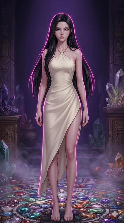 score_9, masterpiece, best quality, ultra-detailed, high-budget anime keyframe, editorial fashion photography, tasteful artistic composition, Korean woman. cowboy shot from the thighs up, character and outfit filling the frame for maximum editorial p