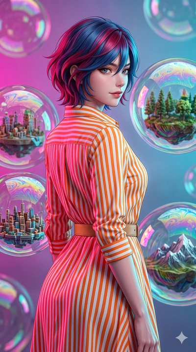 score_9, masterpiece, best quality, ultra-detailed, high-budget anime keyframe, editorial fashion photography, tasteful artistic composition, Korean woman. close-up cowboy shot from the waist and thighs up, the character dominates the composition, fi
