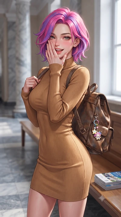 score_9, masterpiece, best quality, ultra-detailed, high-budget anime keyframe, editorial fashion photography, tasteful artistic composition, Caucasian woman. close-up cowboy shot from the waist and thighs up, the character dominates the composition,