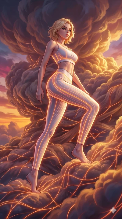 score_9, masterpiece, best quality, ultra-detailed, high-budget anime keyframe, Caucasian woman, strictly human ears. low angle full-body shot filling the entire 9:16 frame with her statuesque presence, stretching the vertical silhouette. threading t