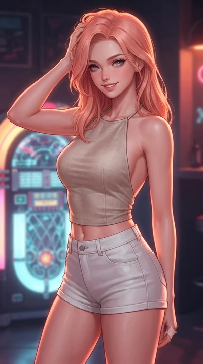 score_9, masterpiece, best quality, ultra-detailed, high-budget anime keyframe, editorial fashion photography, tasteful artistic composition, Japanese woman. close-up cowboy shot from the waist and thighs up, the character dominates the composition, 