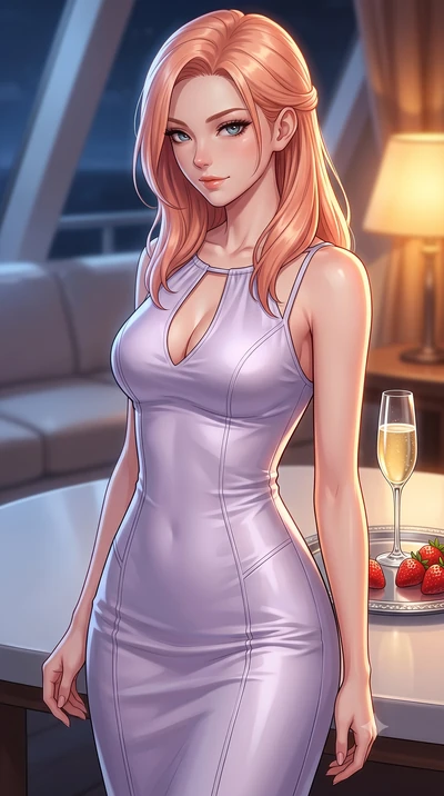 score_9, masterpiece, best quality, ultra-detailed, high-budget anime keyframe, editorial fashion photography, tasteful artistic composition, Japanese woman. close-up cowboy shot from the waist and thighs up, the character dominates the composition, 