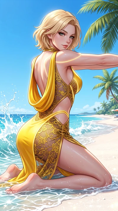 score_9, masterpiece, best quality, ultra-detailed, high-budget anime keyframe, semi-realistic 3D game render, editorial fashion photography, tasteful artistic composition, Caucasian woman. close-up cowboy shot from the waist and thighs up, the chara