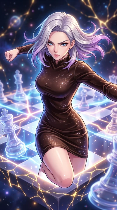 score_9, masterpiece, best quality, ultra-detailed, high-budget anime keyframe, clean line-art, cel-shading, Caucasian woman, strictly human ears. close-up cowboy shot from the waist and thighs up, the character dominates the composition, filling the