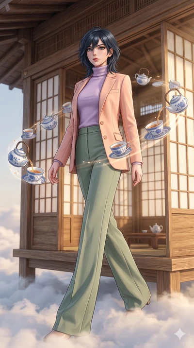 score_9, masterpiece, best quality, ultra-detailed, high-budget anime keyframe, editorial fashion photography, tasteful artistic composition, Caucasian woman, strictly human ears. low angle full-body shot from head to toe showing her feet, filling th