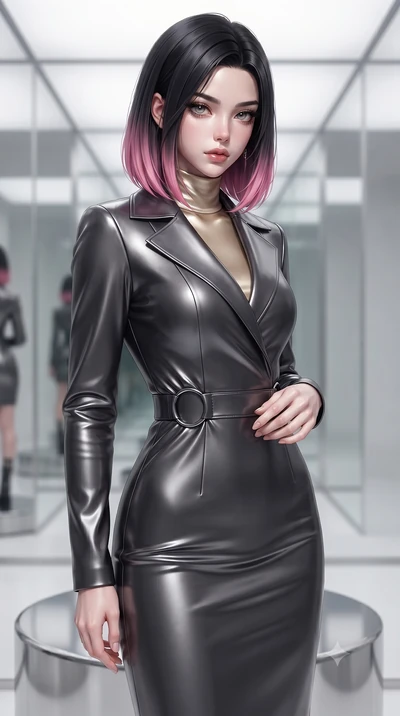 score_9, masterpiece, best quality, ultra-detailed, high-budget anime keyframe, editorial fashion photography, tasteful artistic composition, Korean woman. close-up cowboy shot from the waist and thighs up, the character dominates the composition, fi