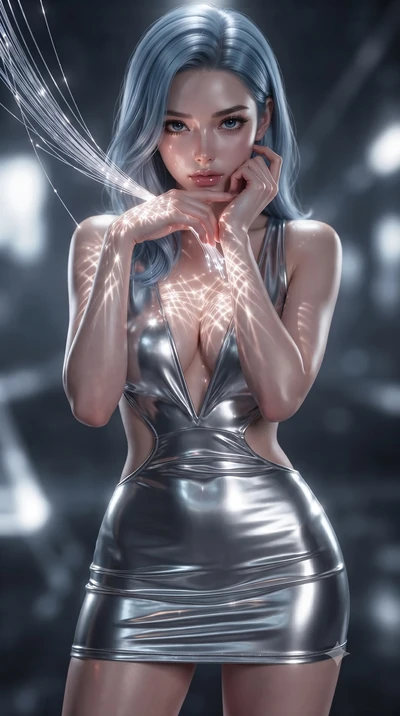 score_9, masterpiece, best quality, ultra-detailed, high-budget anime keyframe, editorial fashion photography, tasteful artistic composition, Korean woman. close-up cowboy shot from the waist and thighs up, the character dominates the composition, fi