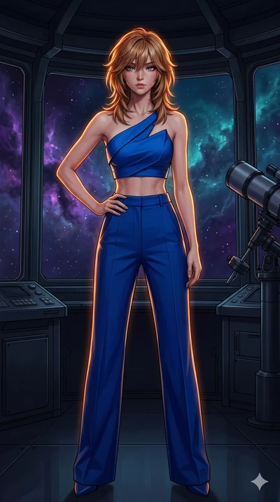 score_9, masterpiece, best quality, ultra-detailed, high-budget anime keyframe, editorial fashion photography, tasteful artistic composition, Japanese woman. cowboy shot from the thighs up, character and outfit filling the frame for maximum editorial